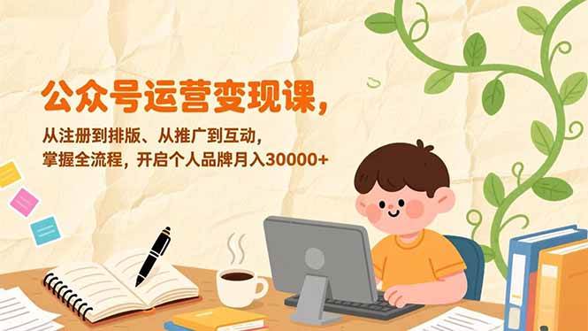 （17067期）公众号运营变现课，从注册到排版、从推广到互动，掌握全流程，开启个人品牌月入30000+-韬哥副业项目资源网