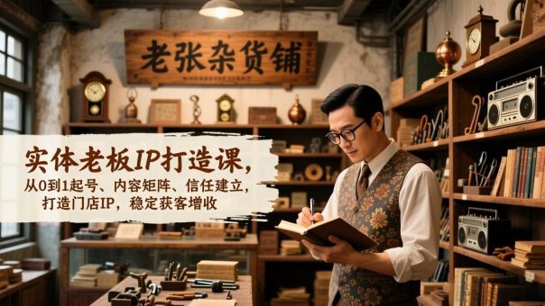 (17064期)实体老板IP打造课,从0到1起号、内容矩阵、信任建立,打造门店IP,稳定获客增收-韬哥副业项目资源网