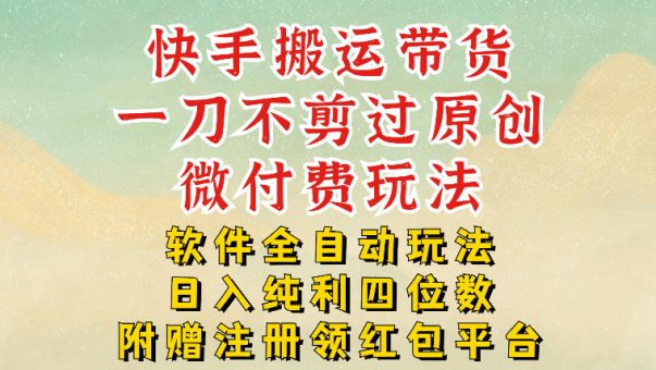 快手搬运带货，一刀不剪过原创，微付费玩法，软件全自动玩法，日入纯利四位数【揭秘】-韬哥副业项目资源网