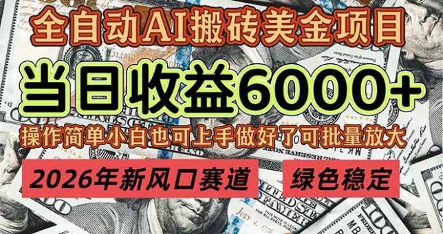 （17079期）2026年新风口赛道，当日6000+以上，可批量放大，月收入20万+，长期绿色稳定的项目-韬哥副业项目资源网