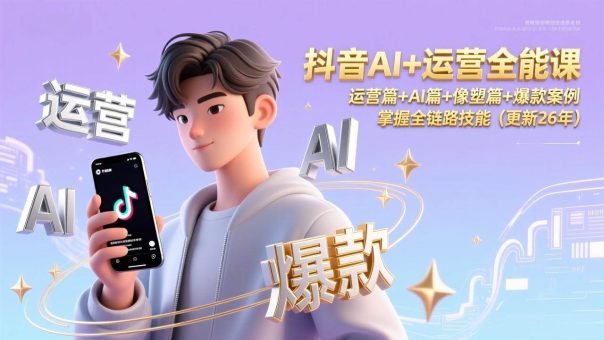 (17078期)抖音AI+运营全能课,运营篇+AI篇+像塑篇+爆款案例,掌握全链路技能(更新26年)-韬哥副业项目资源网