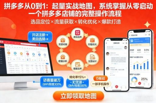 拼多多从0到1:起量实战地图,系统掌握从零启动一个拼多多店铺的完整操作流程-韬哥副业项目资源网