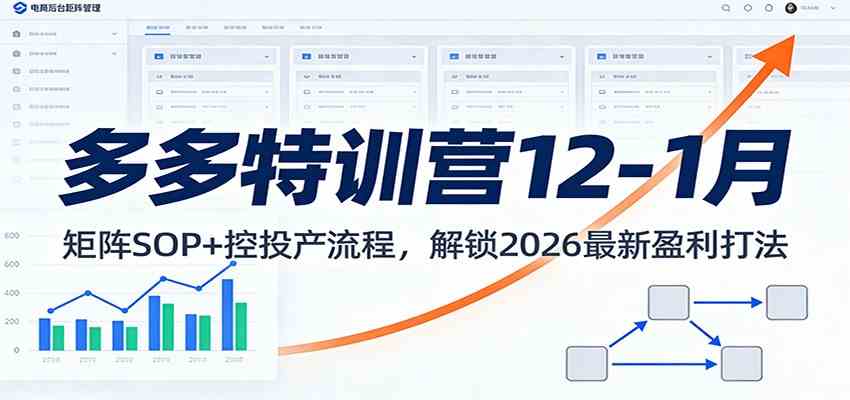 多多特训营12-1月：矩阵SOP+ 控投产流程，解锁2026最新盈利打法-韬哥副业项目资源网