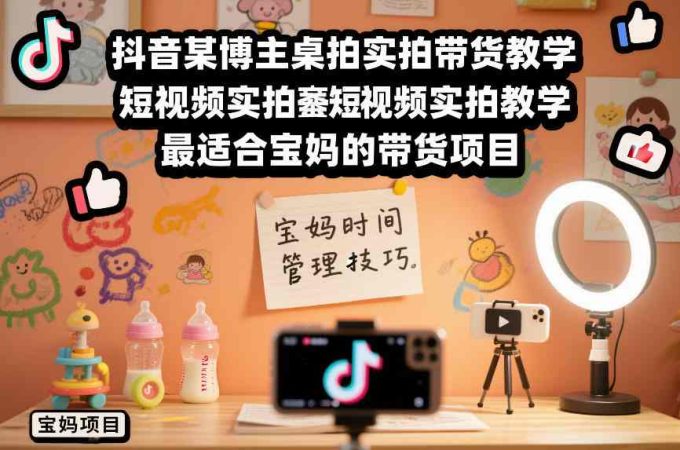 抖音某博主桌拍实拍带货教学，短视频实拍教学，最适合宝妈的带货项目-韬哥副业项目资源网