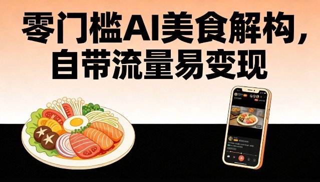 零门槛AI美食解构，自带流量易变现-韬哥副业项目资源网