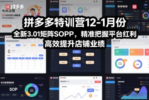 拼多多特训营12-1月份,全新3.01矩阵Sop,精准把握平台红利,高效提升店铺业绩-韬哥副业项目资源网