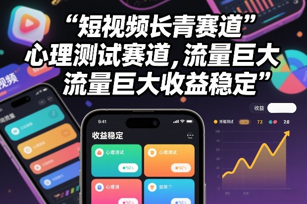 短视频长青赛道，心里测试赛道，流量巨大，收益稳定-韬哥副业项目资源网