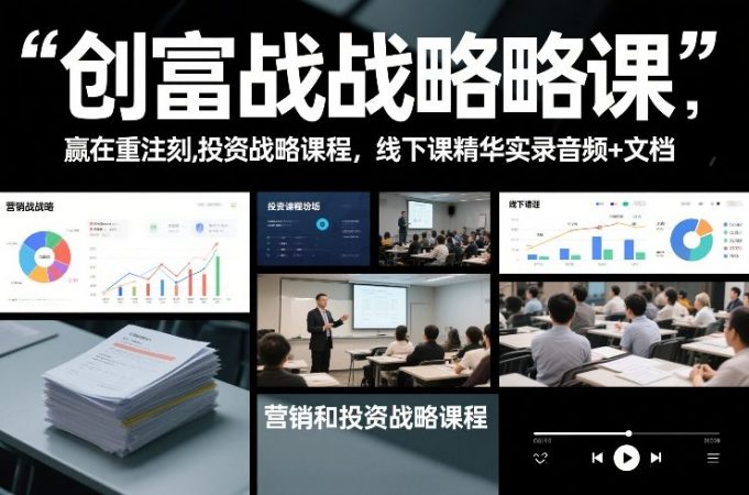 创富战略课，赢在重注时刻，营销和投资战略课程，线下课精华实录音频+文档-韬哥副业项目资源网
