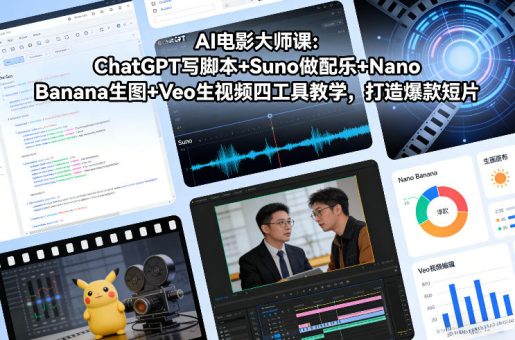 AI电影大师课：ChatGPT写脚本+Suno做配乐+Nano Banana生图+Veo生视频，打造爆款短片-韬哥副业项目资源网