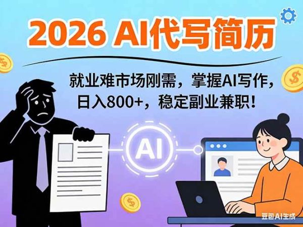 (17119期)AI代写简历,超暴利,用万能模板月入1-3万实战教程,2026年市场刚需!-韬哥副业项目资源网