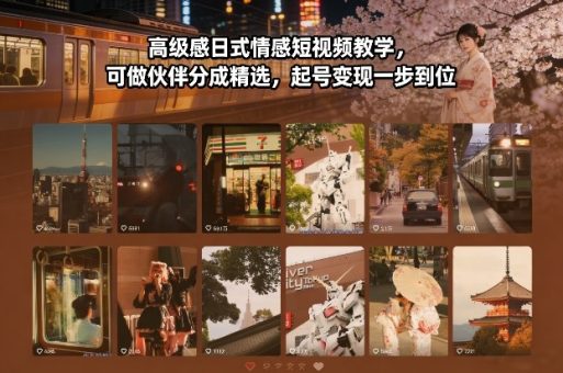 高级感日式情感短视频教学，可做伙伴分成精选，起号变现一步到位-韬哥副业项目资源网