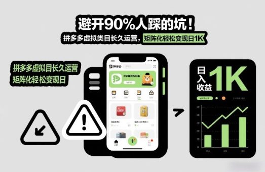 避开90%人踩的坑，拼多多虚拟类目长久运营，矩阵化轻松变现日1K【揭秘】-韬哥副业项目资源网