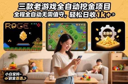 三款老游戏全自动挖金项目,全程全自动无需值守,轻松日收1k+,小白宝妈副业首选【揭秘】-韬哥副业项目资源网
