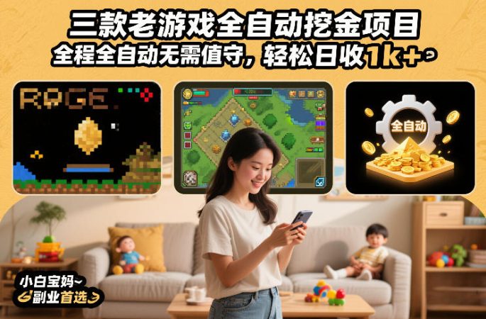 三款老游戏全自动挖金项目,全程全自动无需值守,轻松日收1k+,小白宝妈副业首选【揭秘】-韬哥副业项目资源网