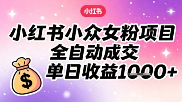 小红书小众女粉项目，全自动成交，单日收益多张-韬哥副业项目资源网