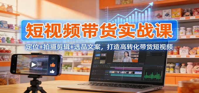 短视频带货实战课：定位+拍摄剪辑+选品文案，打造高转化带货短视频-韬哥副业项目资源网