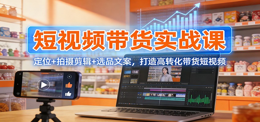 短视频带货实战课：定位+拍摄剪辑+选品文案，打造高转化带货短视频-韬哥副业项目资源网