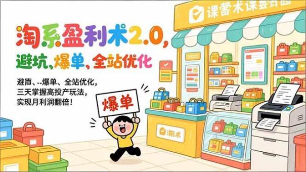 (17127期)淘系盈利术2.0,避坑、爆单、全站优化,三天掌握高投产玩法,实现月利润翻倍!-韬哥副业项目资源网