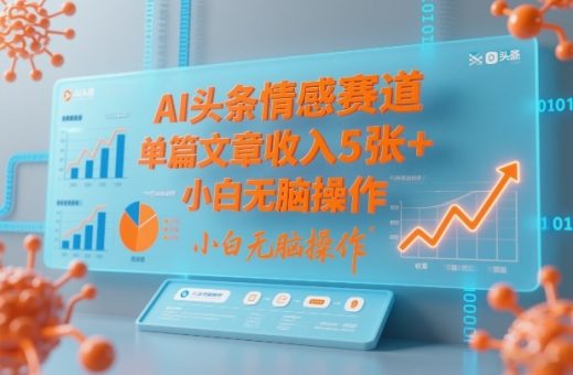 AI头条情感赛道,单篇文章收入5张+,小白无脑操作-韬哥副业项目资源网