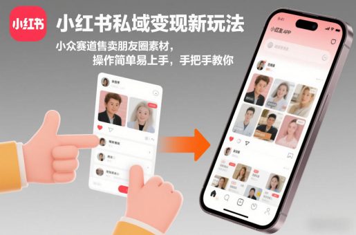 小红书私域变现新玩法，小众赛道售卖朋友圈素材，操作简单易上手，手把手教你-韬哥副业项目资源网