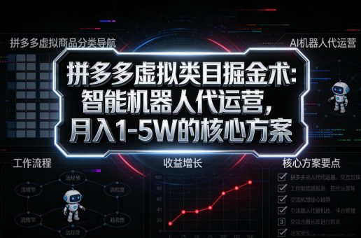 拼多多虚拟类目掘金术:智能机器人代运营,月入1-5W的核心方案【揭秘】-韬哥副业项目资源网