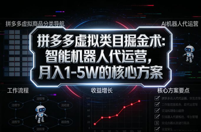 拼多多虚拟类目掘金术:智能机器人代运营,月入1-5W的核心方案【揭秘】-韬哥副业项目资源网