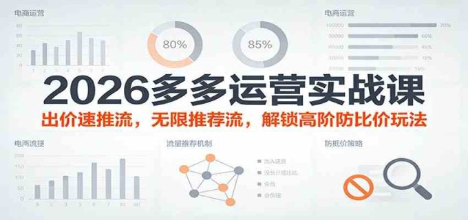 2026多多运营实战课：出价速推流，无限推荐流，解锁高阶防比价玩法（更新）-韬哥副业项目资源网