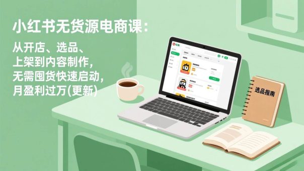 （17150期）小红书无货源电商课：从开店、选品、上架到内容制作，无需囤货快速启动，月盈利过万(更新)-韬哥副业项目资源网