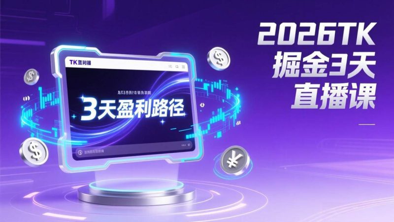 (17147期)2026TK掘金直播课,起号涨粉+直播带货+商单变现+3天打通盈利路径,月入过万美金-韬哥副业项目资源网