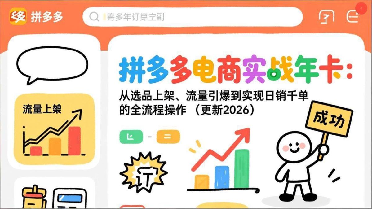 图片[1]-（17146期）拼多多电商实战年卡：从选品上架、流量引爆到实现日销千单的全流程操作（更新2026）-韬哥副业项目资源网