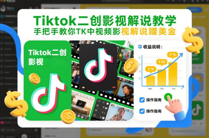 Tiktok二创影视解说教学,手把手教你TK中视频影视解说賺美金(更新26年1月)-韬哥副业项目资源网