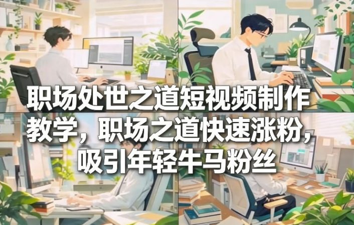 职场处世之道短视频制作教学,职场之道快速涨粉,吸引年轻牛马粉丝-韬哥副业项目资源网