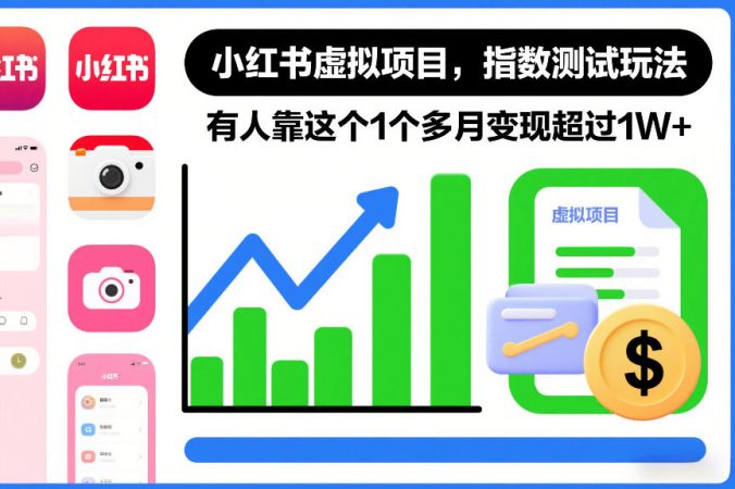 小红书虚拟项目，指数测试玩法，有人靠这个1个多月变现超过1W+-韬哥副业项目资源网