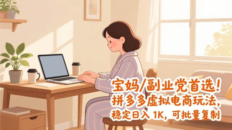 （17155期）宝妈 / 副业党首选！拼多多虚拟电商玩法，稳定日入 1K，可批量复制-韬哥副业项目资源网