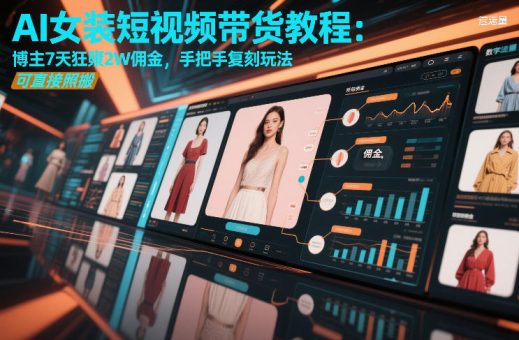 AI女装短视频带货教程:博主7天狂賺2W佣金,手把手复刻玩法,可直接照搬-韬哥副业项目资源网
