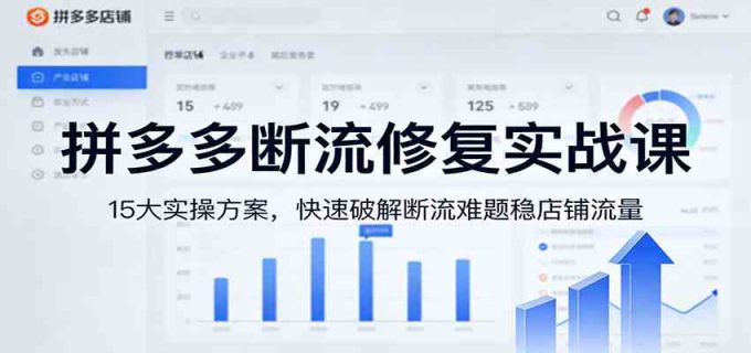 拼多多断流修复实战课:15大实操方案,快速破解断流难题稳店铺流量-韬哥副业项目资源网