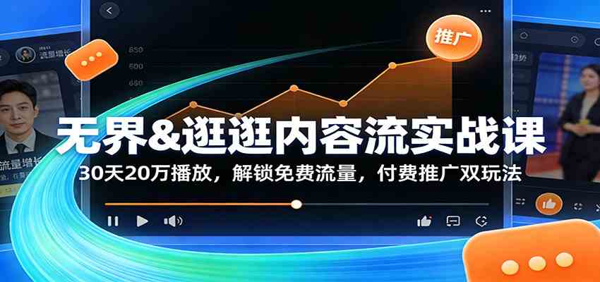 无界&逛逛内容流实战课:30天20万播放,解锁免费流量,付费推广双玩法-韬哥副业项目资源网