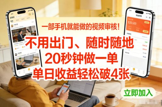 一部手机就能做的视频审核!不用出门,随时随地,20秒钟做一单,单日收益轻松破4张【揭秘】-韬哥副业项目资源网