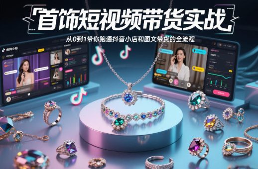 首饰短视频带货实战，从0到1带你跑通抖音小店和图文带货的全流程-韬哥副业项目资源网