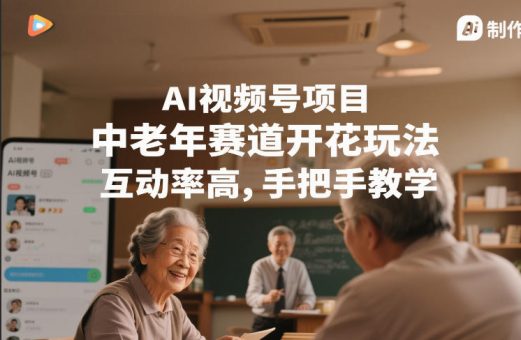 AI视频号项目，中老年赛道开花玩法，互动率高，手把手教学-韬哥副业项目资源网