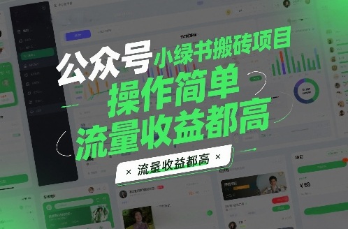公众号小绿书搬砖项目，操作简单，流量收益都高-韬哥副业项目资源网