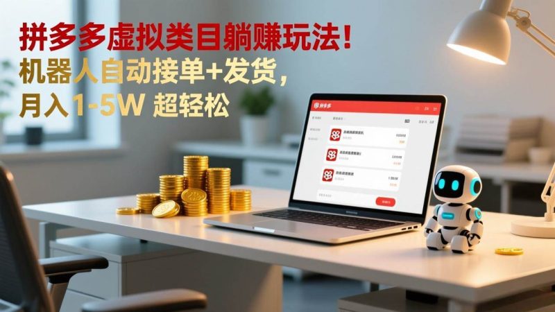 （17174期）多多虚拟类目躺赚玩法！机器人自动接单+发货，月入 1-5W 超轻松-韬哥副业项目资源网