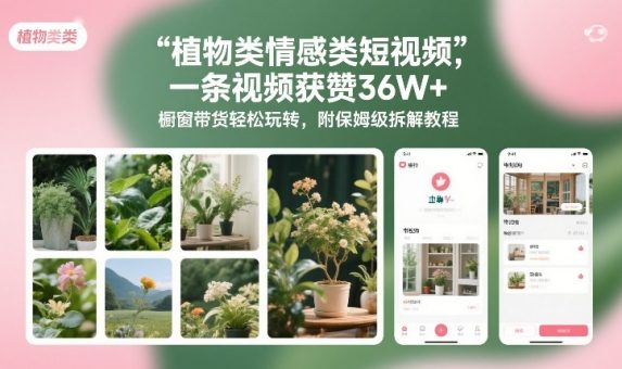 植物类情感类短视频,一条视频获赞36W+,橱窗带货轻松玩转,附保姆级拆解教程-韬哥副业项目资源网