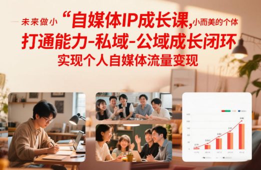 自媒体IP成长课,未来做小而美的个体,打通能力-私域-公域成长闭环,实现个人自媒体流量变现-韬哥副业项目资源网