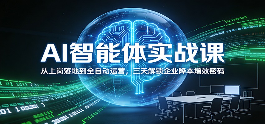 AI智能体实战课：从上岗落地到全自动运营，三天解锁企业降本增效密码-韬哥副业项目资源网