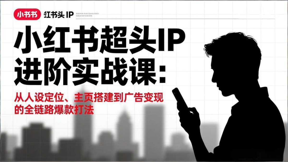 图片[1]-（17190期）小红书超头IP进阶实战课：从人设定位、主页搭建到广告变现的全链路爆款打法-韬哥副业项目资源网