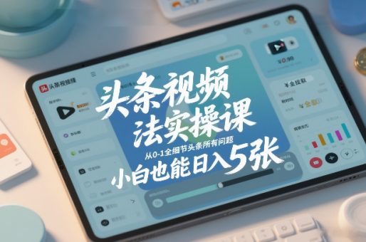 头条视频玩法实操课，从0-1全细节头条所有问题，小白也能日入5张-韬哥副业项目资源网