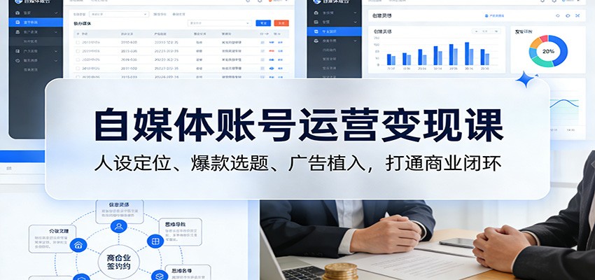 自媒体账号运营变现课：人设定位、爆款选题、广告植入，打通商业闭环-韬哥副业项目资源网