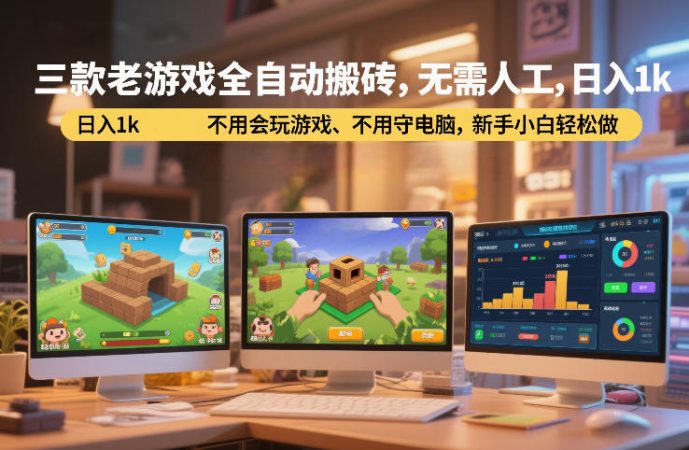 三款老游戏全自动搬砖，无需人工，日入1k，不用会玩游戏、不用守电脑，新手小白轻松做【揭秘】-韬哥副业项目资源网
