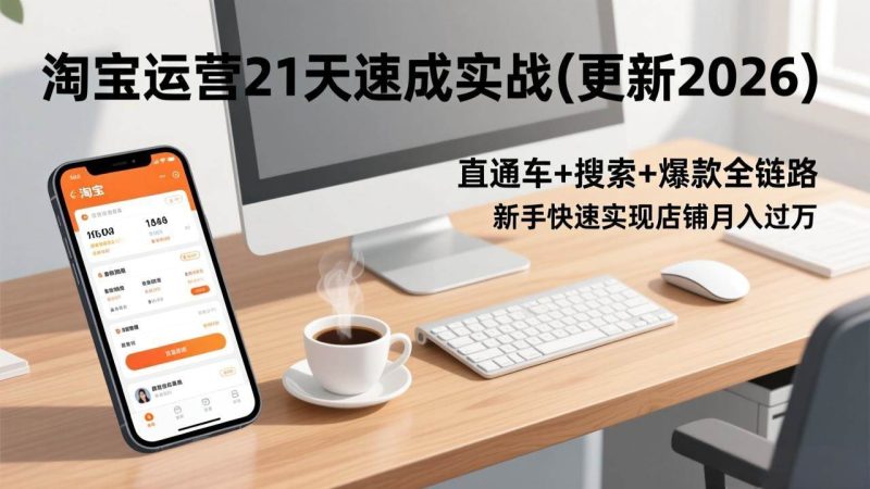 (17201期)淘宝运营21天速成实战(更新2026),直通车+搜索+爆款全链路,新手快速实现店铺月入过万-韬哥副业项目资源网